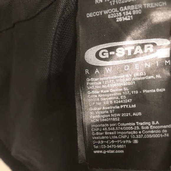 MENS LUXE G-STAR RAW DECOY WOOL GARBER TRENCHCOAT SIZE M - Picture 8 of 13